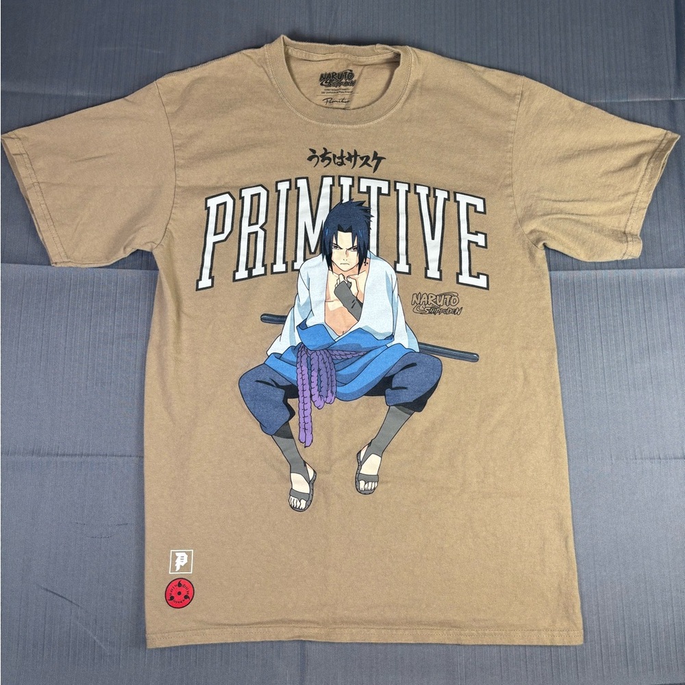 Primitive x Naruto Shippuden Sasuke Uchiha Graphic Tee Men’s Medium Tan